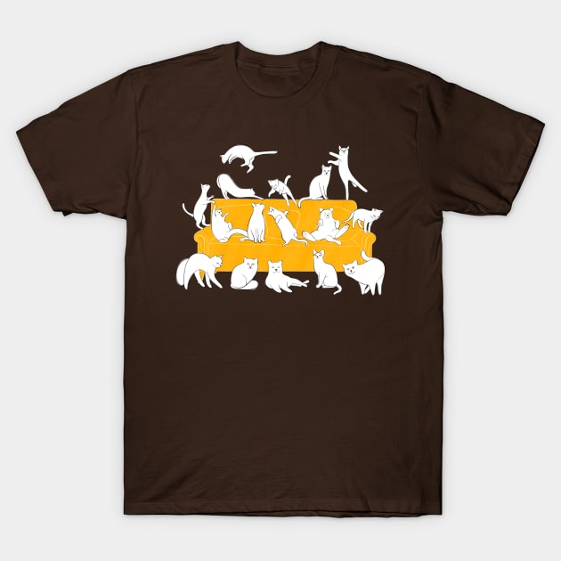 Cute Cats on the Couch T-Shirt by DrawingEggen